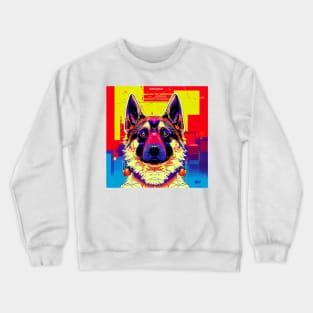 Awesome German Shepherd as 80's Anime Crewneck Sweatshirt